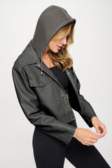 Coalition LA Snap Down Cropped Hooded Jacket